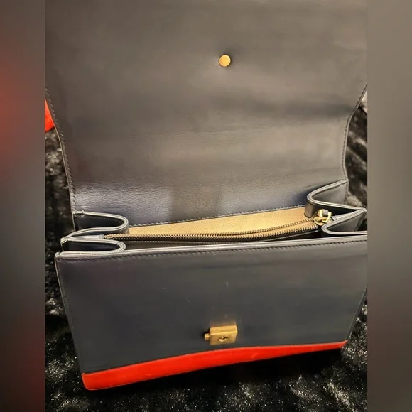 Gucci Navy and Red Shoulder Bag with Bamboo Handle - Picture 4 of 12